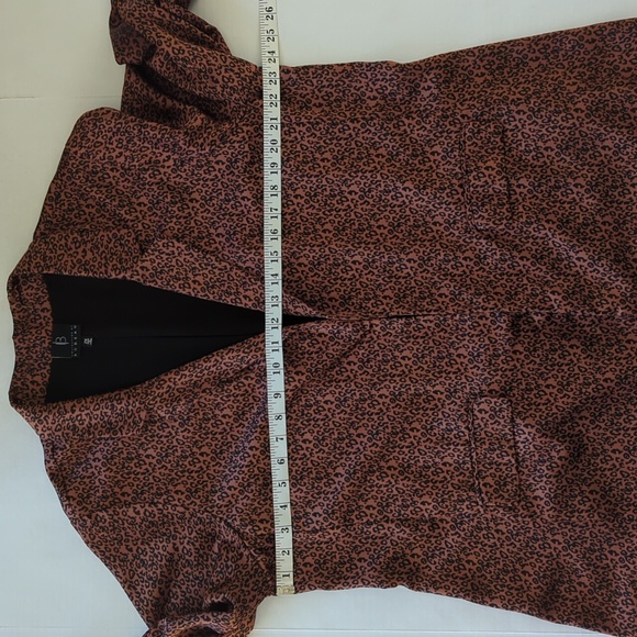 Bobeau Animal Leopard Print Open Front Cuffed Blazer Plus 2X Black Brown Cheetah - Picture 14 of 16